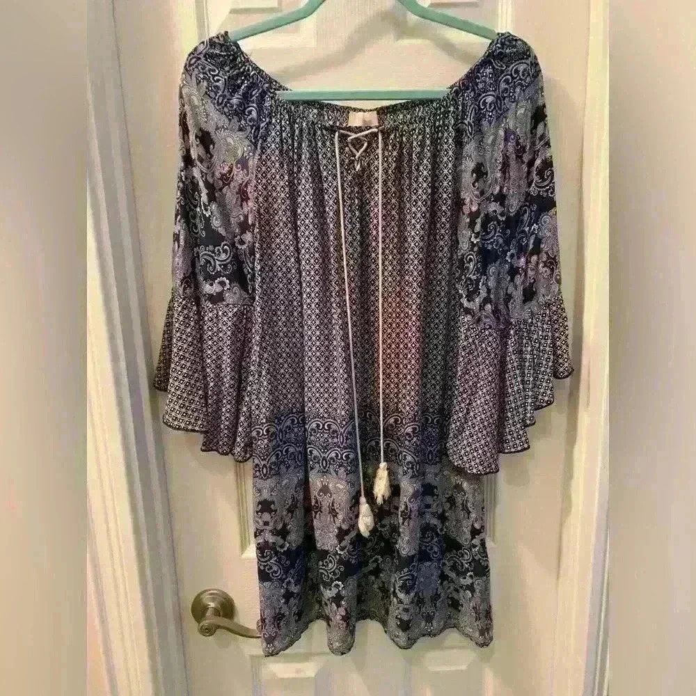 Altar'd State Blue and Purple Patterned Dress